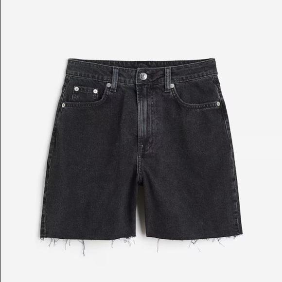 H&M 100% Cotton Washed Black Shorts Size 6 - Picture 1 of 8